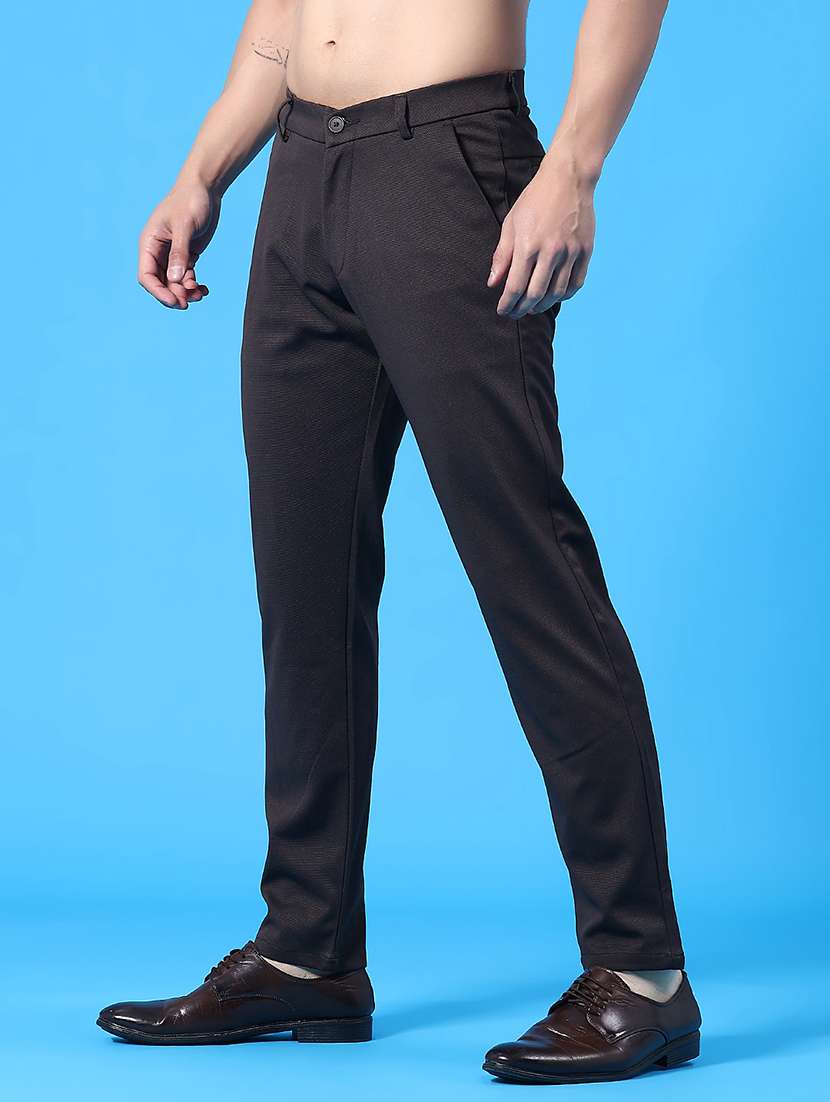 men solid mid riise flat front formal trouser - 22160212 -  Standard Image - 3