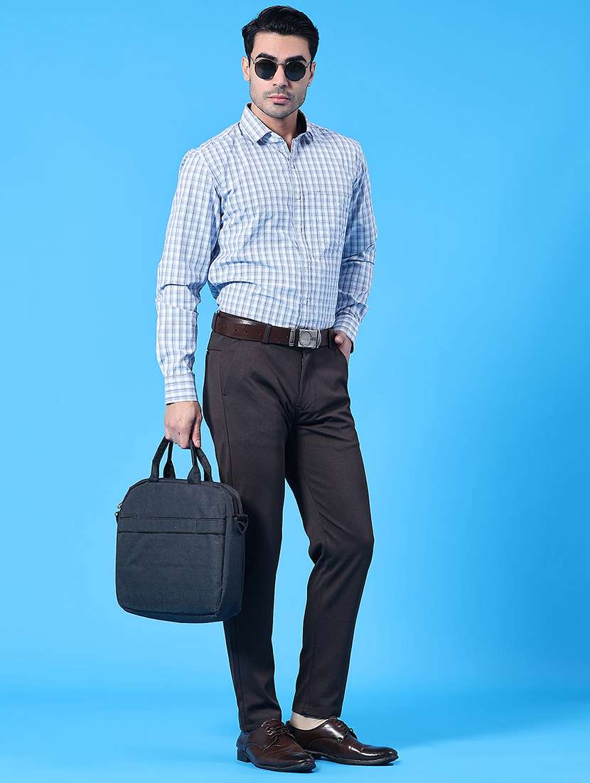 men solid mid riise flat front formal trouser - 22160212 -  Standard Image - 5