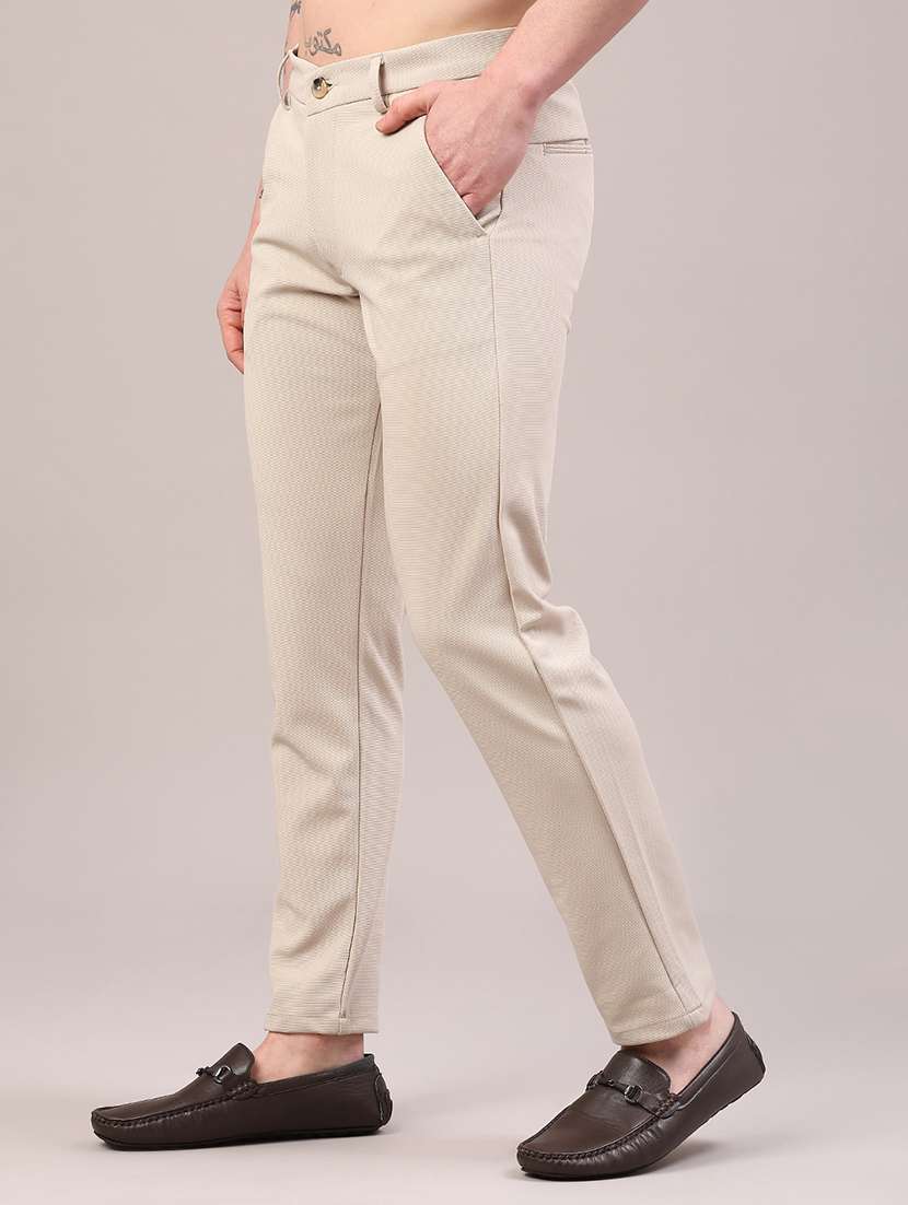 Men Solid Mid Rise Chinos Casual Trouser - 22160214 -  Standard Image - 3