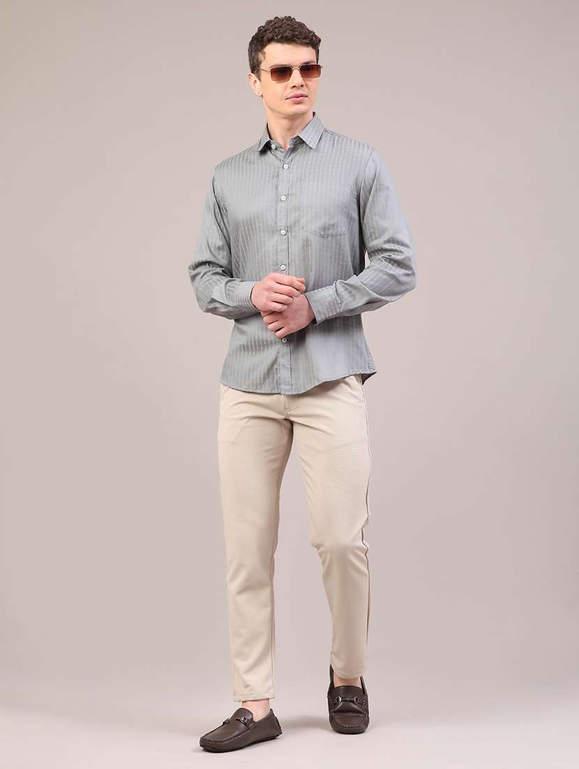 Men Solid Mid Rise Chinos Casual Trouser - 22160214 -  Standard Image - 5