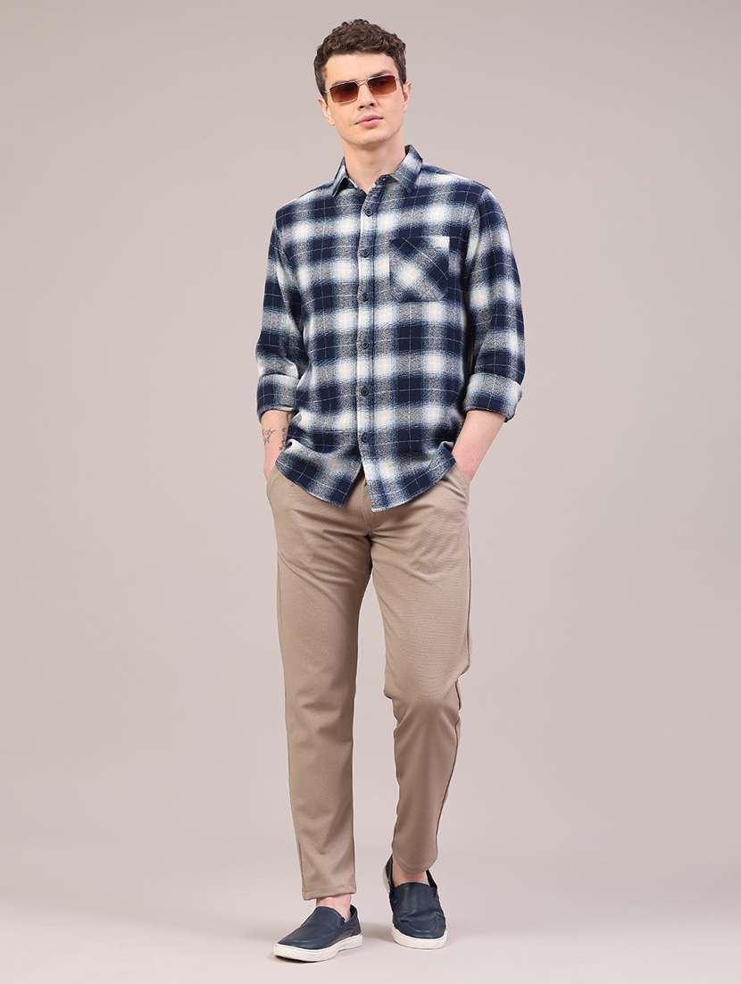 Men Solid Mid Rise Chinos Casual Trouser - 22160220 -  Standard Image - 5