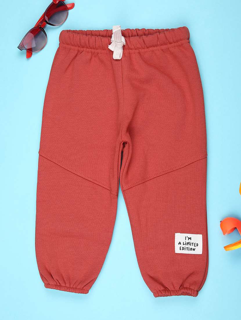 boys solid mid rise winterwear jogger
