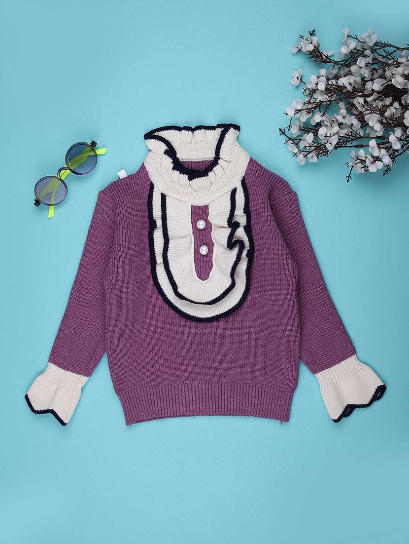 girls self designed long sleeve sweater