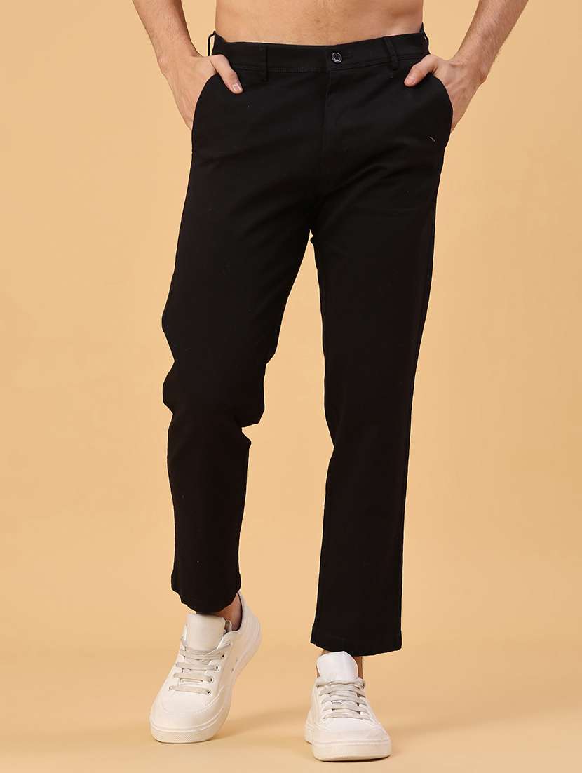 men solid mid rise casual chino