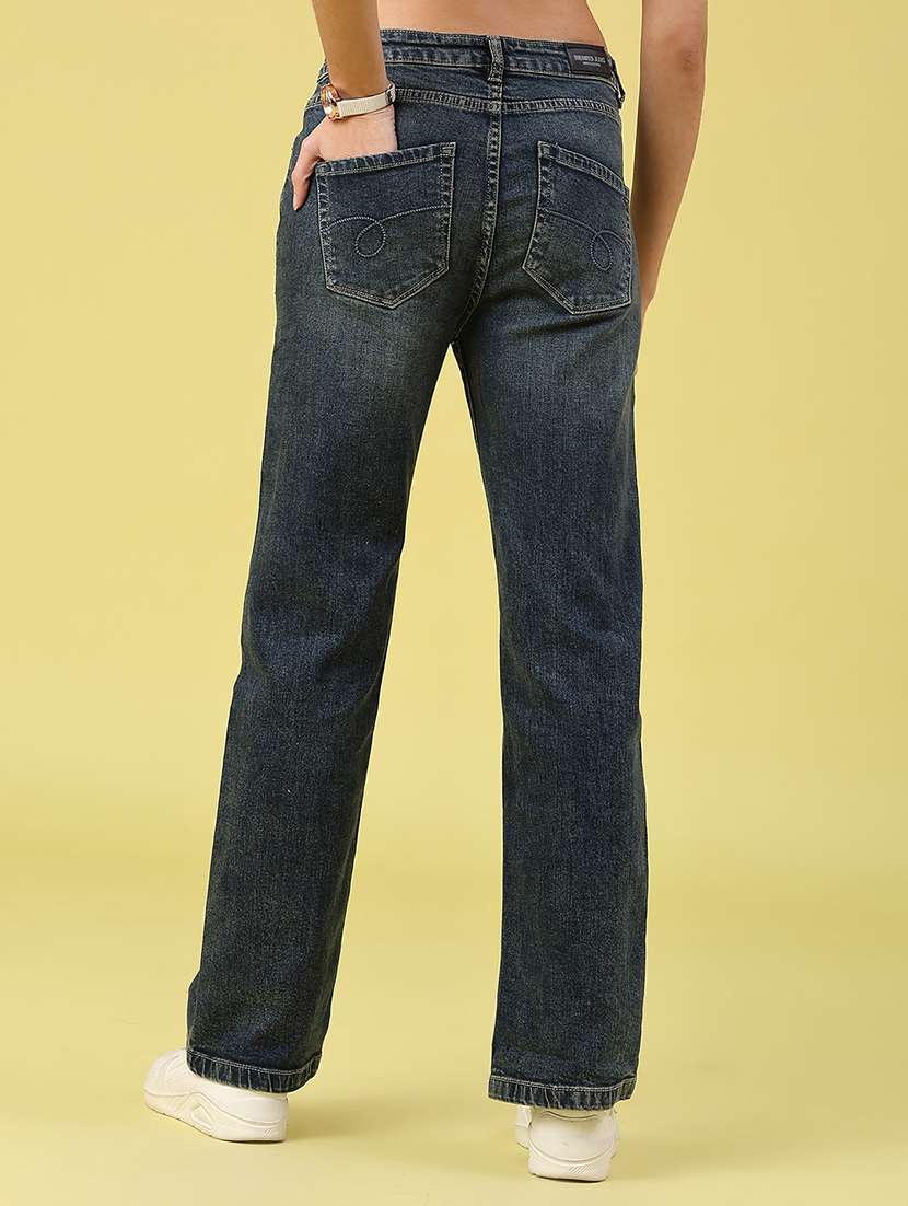women solid mid rise straight jeans - 22160279 -  Standard Image - 3