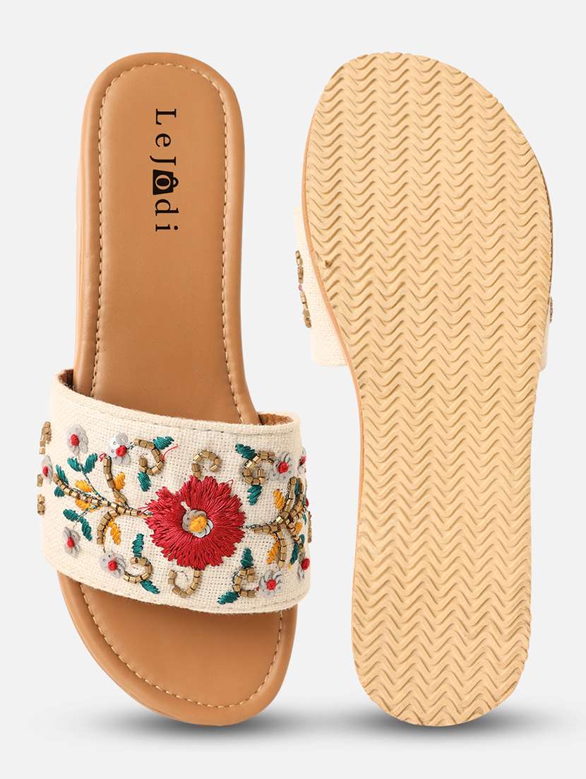 women embroidered slip on sandal - 22160297 - Standard Image - 3