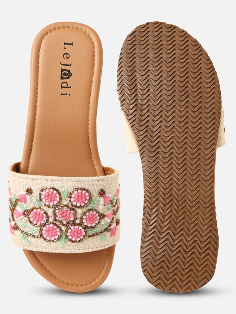 women embroidered slip on sandal - 22160298 - Standard Image - 3
