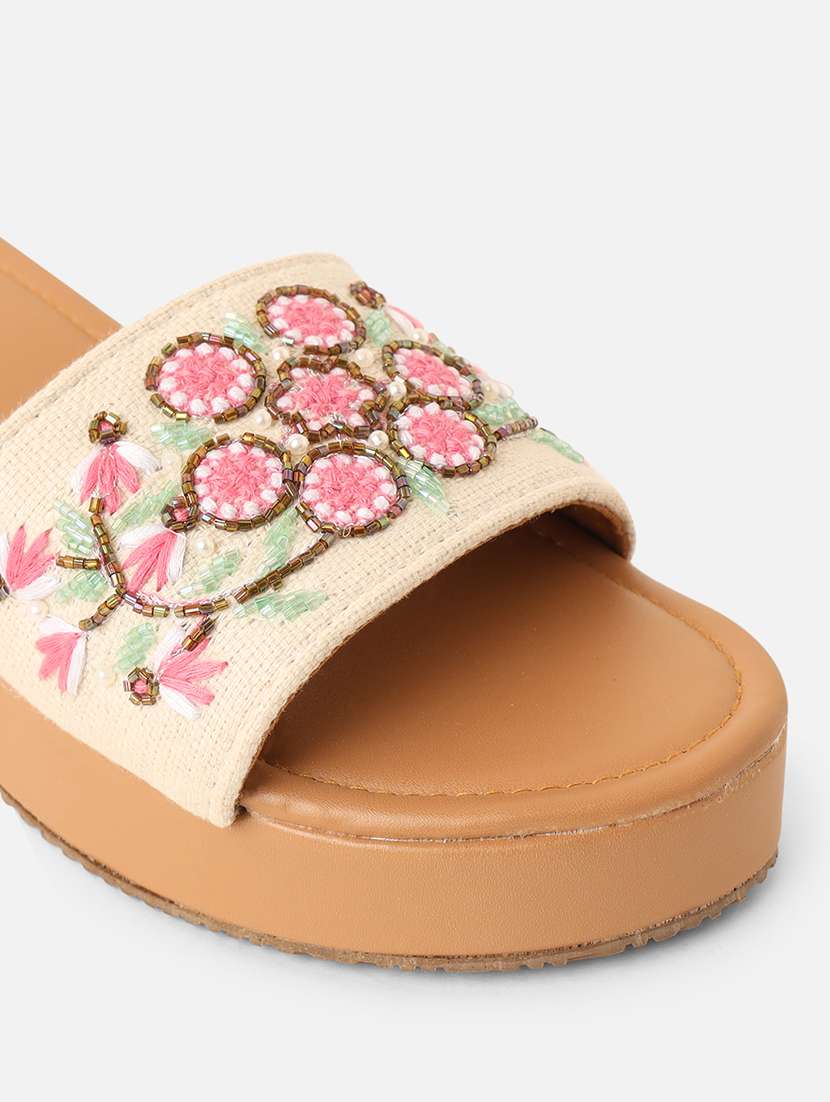 women embroidered slip on sandal - 22160298 - Standard Image - 5