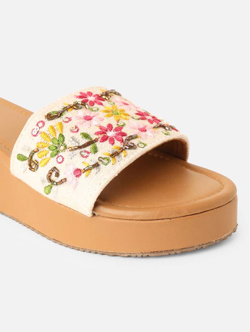women embroidered slip on sandal - 22160299 - Standard Image - 5
