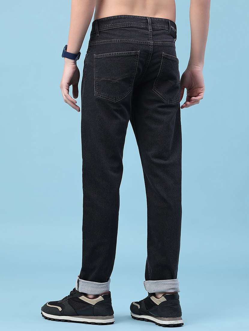 men plain mid rise full length tapered jeans - 22160351 -  Standard Image - 3