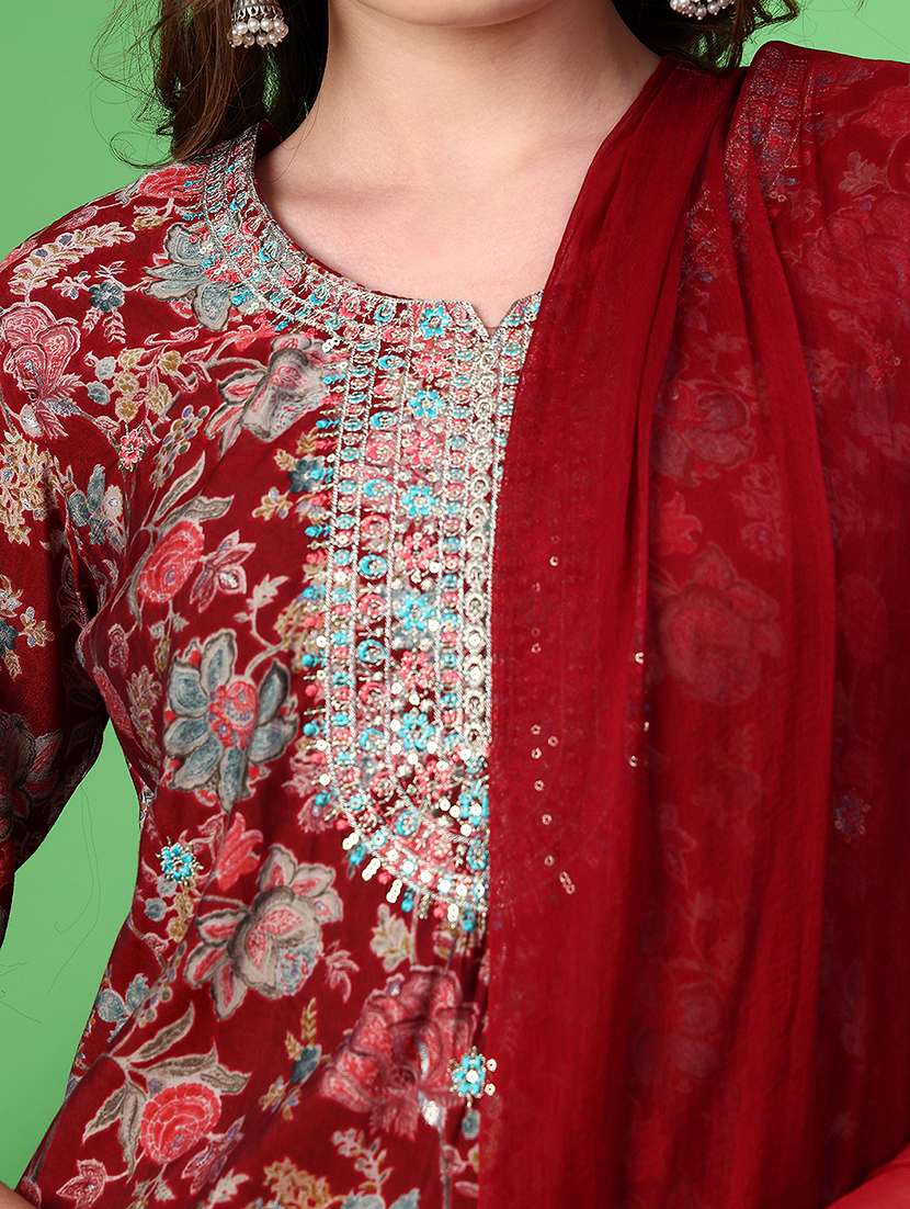 women printed kurta and pant with dupatta set - 22160391 -  Standard Image - 5