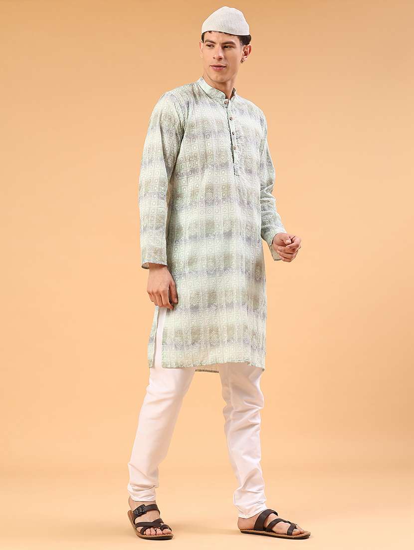 Green Kurta Pyjama Ethnic Wear Set - 22160506 -  Standard Image - 3