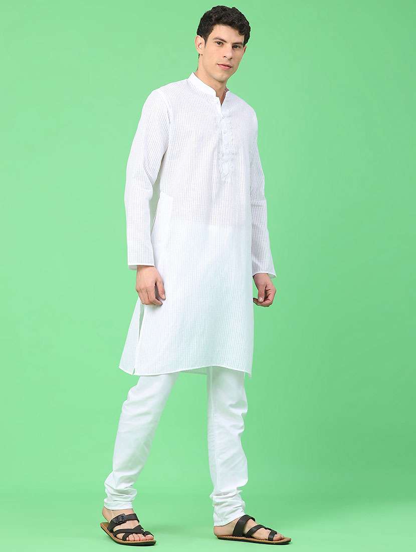 men self design mandarin neck kurta churidar ethnic wear set - 22160549 -  Standard Image - 3