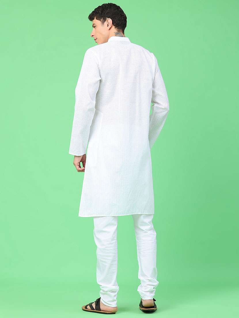 men self design mandarin neck kurta churidar ethnic wear set - 22160549 -  Standard Image - 5