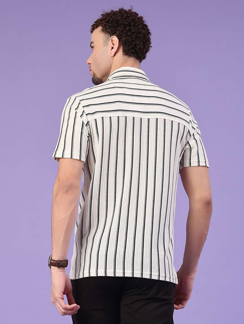 men striped short sleeve regular fit casual shirt - 22160574 -  Standard Image - 3