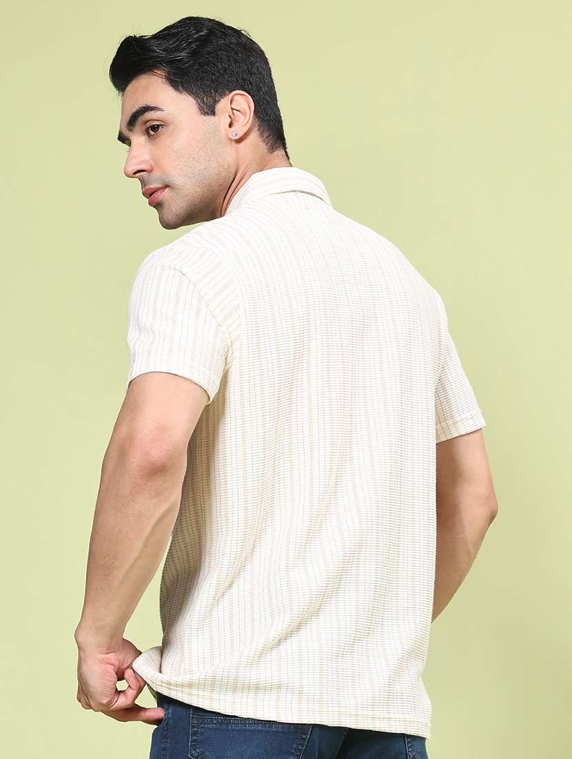 men striped short sleeve regular fit casual shirt - 22160575 -  Standard Image - 3