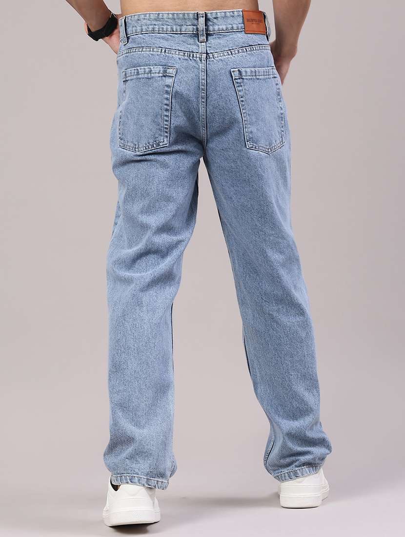 men plain mid rise full length straight jeans - 22160641 -  Standard Image - 3