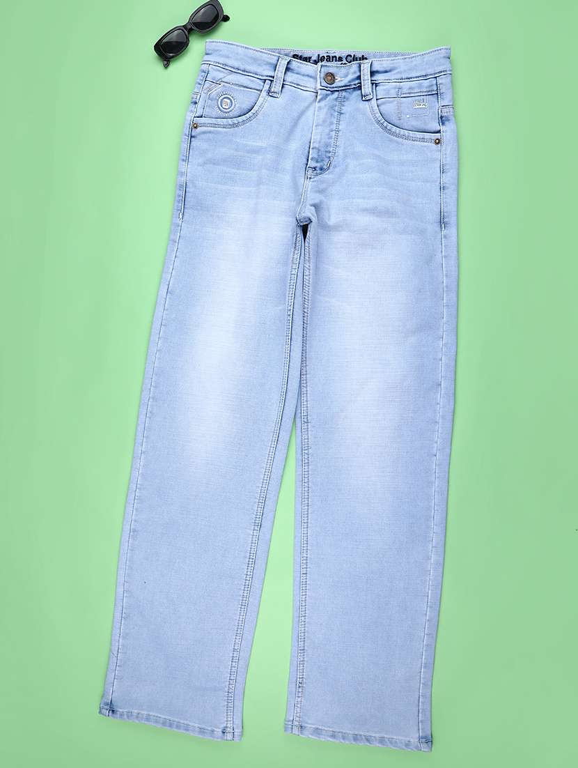 boys solid mid rise jeans