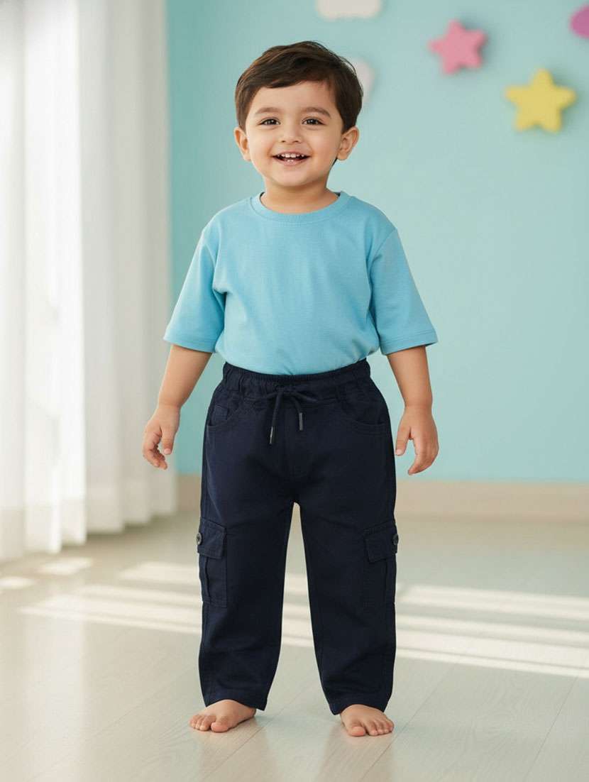 boys solid mid rise cargo