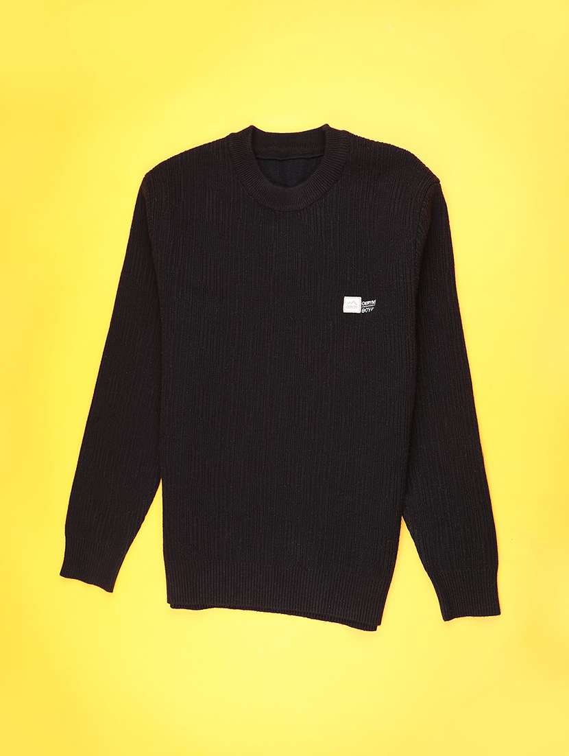 men self design long sleeve regular fit pullover 