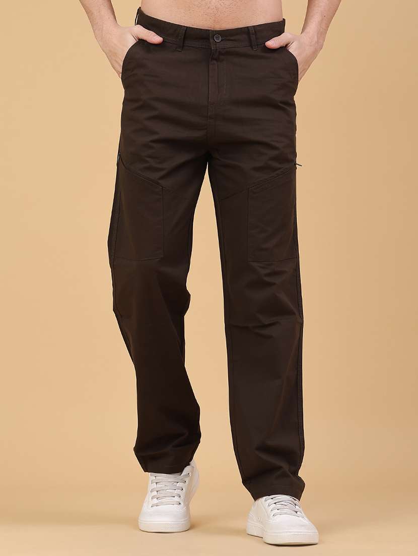men solid mid rise cargo