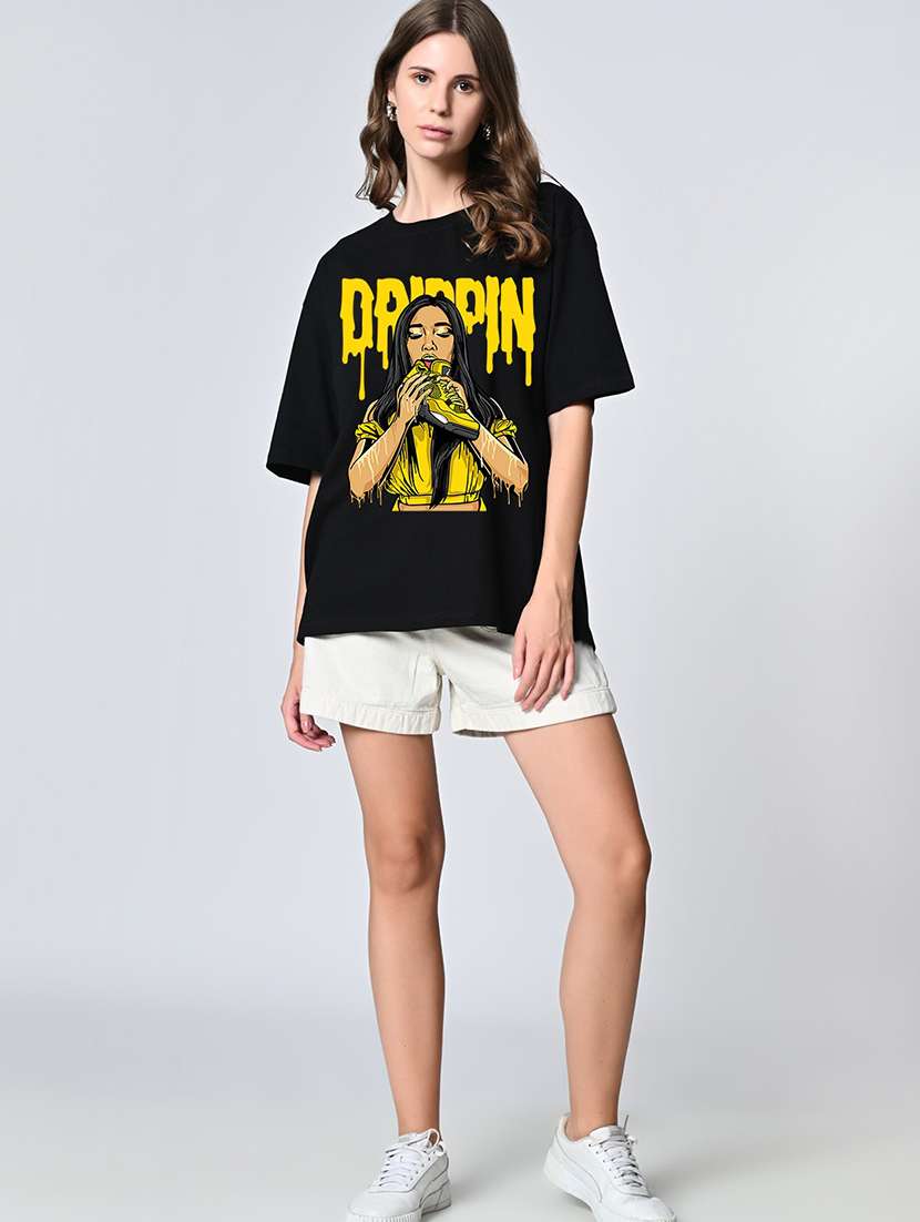 women printed short sleeve oversized t-shirt - 22161016 -  Standard Image - 3
