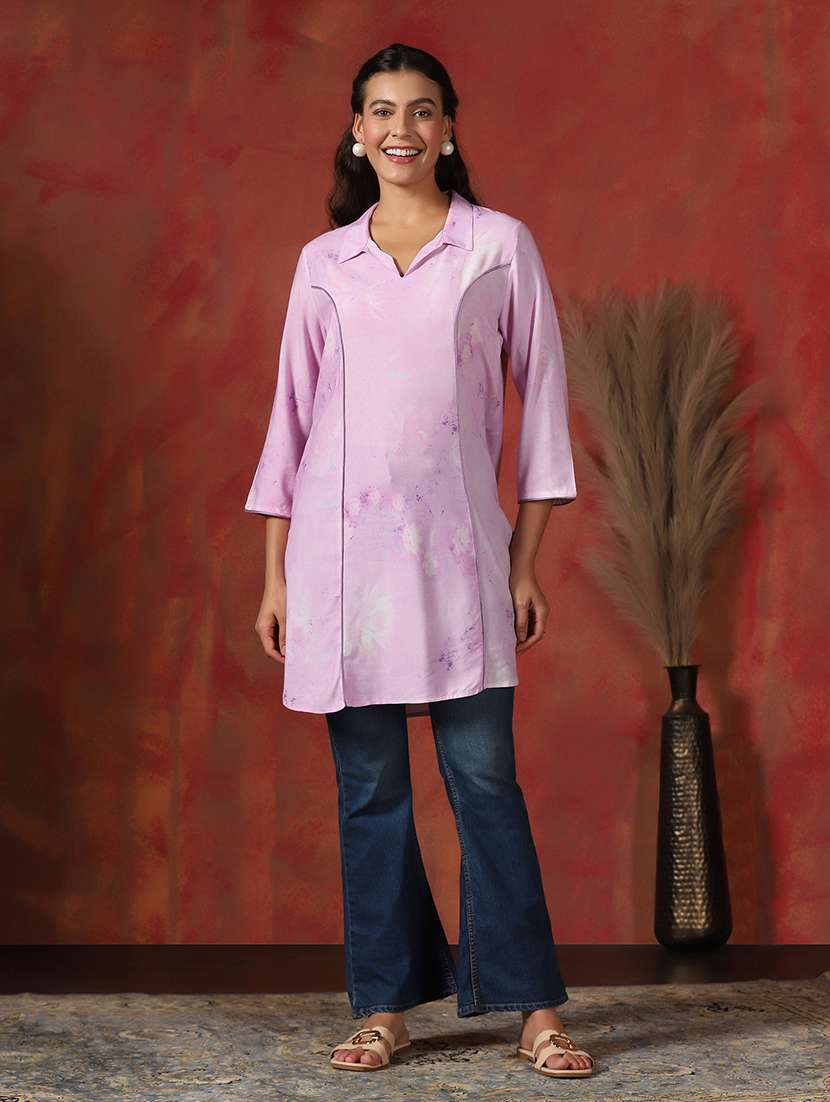 women printed three quarter sleeve straight kurti - 22161017 -  Zoom Image - 0