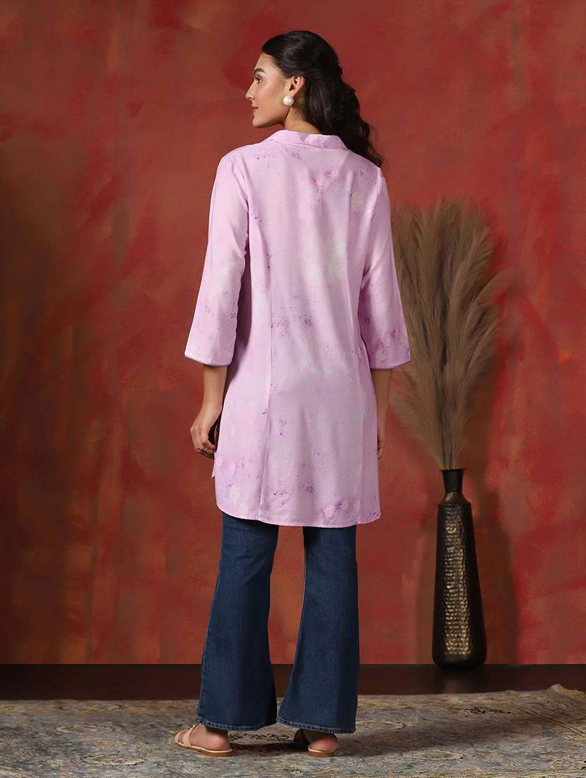 women printed three quarter sleeve straight kurti - 22161017 -  Standard Image - 3