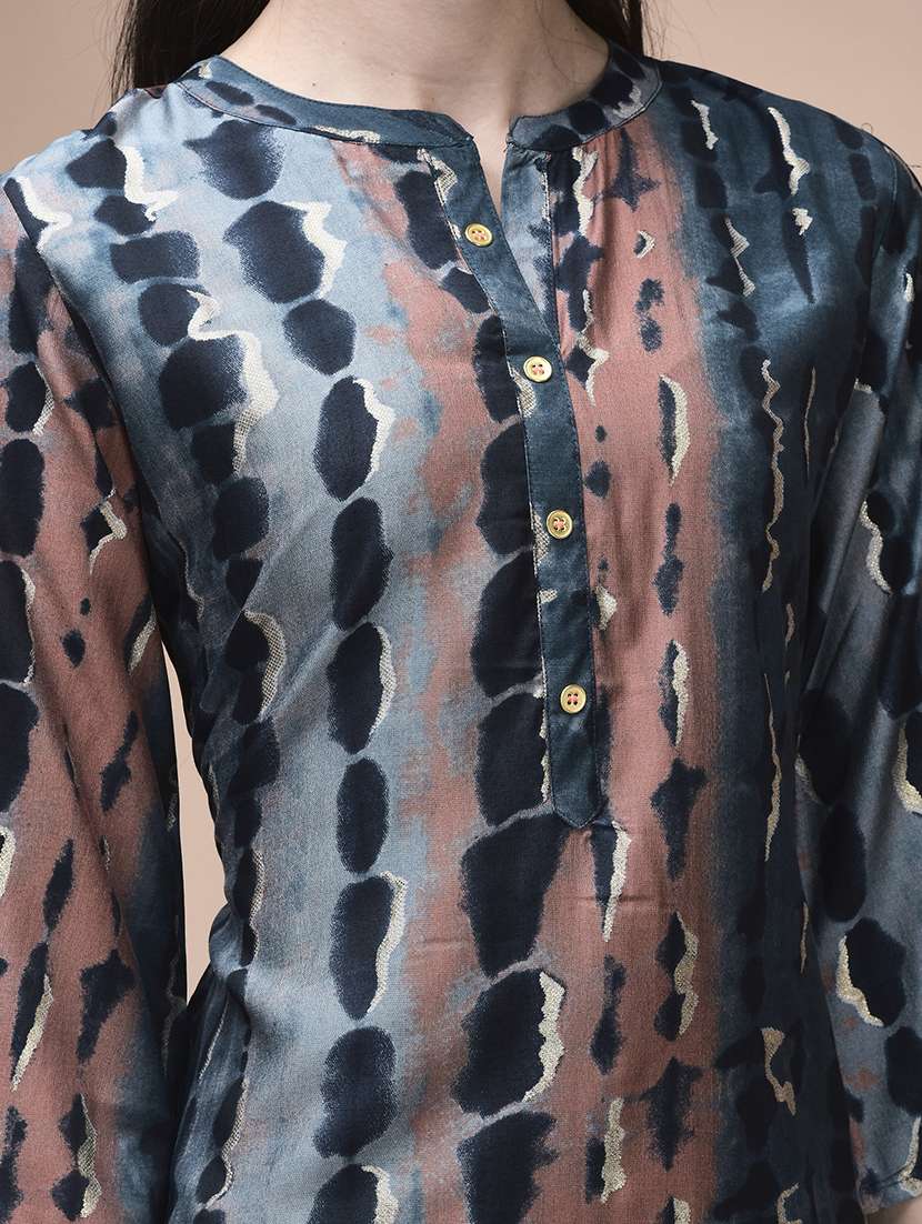 women tie & dye three quarter sleeve straight kurta - 22161018 -  Standard Image - 5