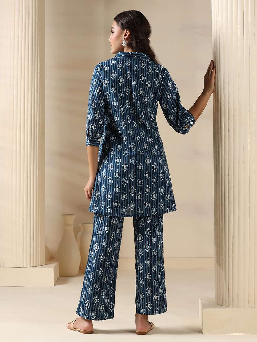 women three quarter sleeve regular fit ethnic co-ord set - 22161029 -  Standard Image - 3