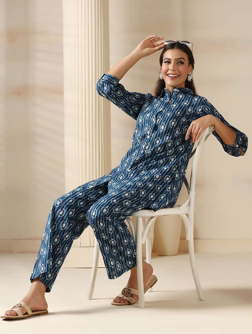 women three quarter sleeve regular fit ethnic co-ord set - 22161029 -  Standard Image - 5