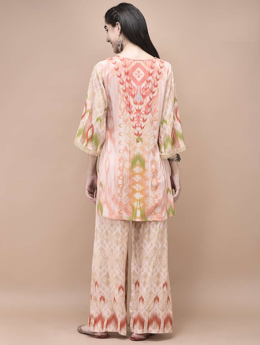 women three quarter sleeve regular fit ethnic co-ord set - 22161031 - Standard Image - 3