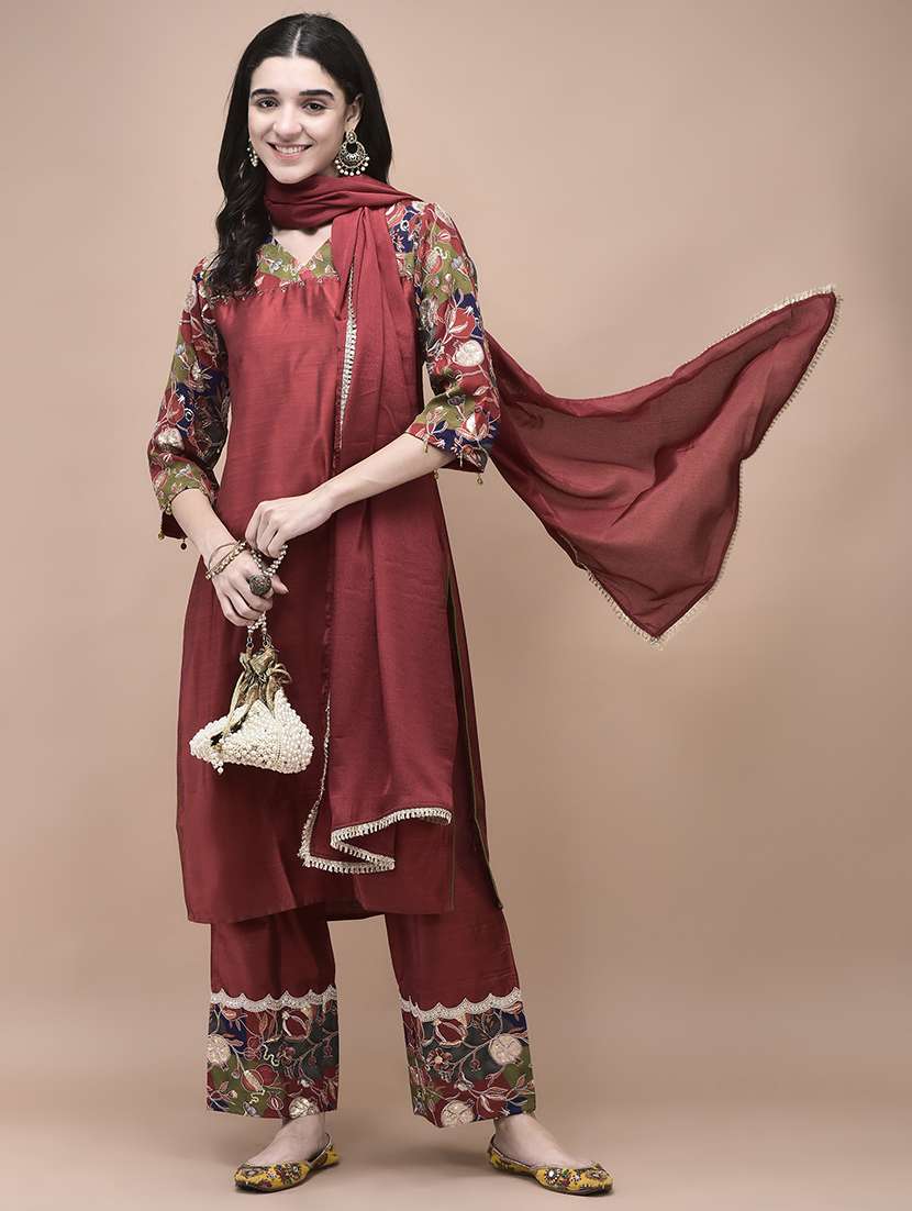 women embroidered three quarter sleeve kurta pant with dupatta set - 22161041 -  Standard Image - 5