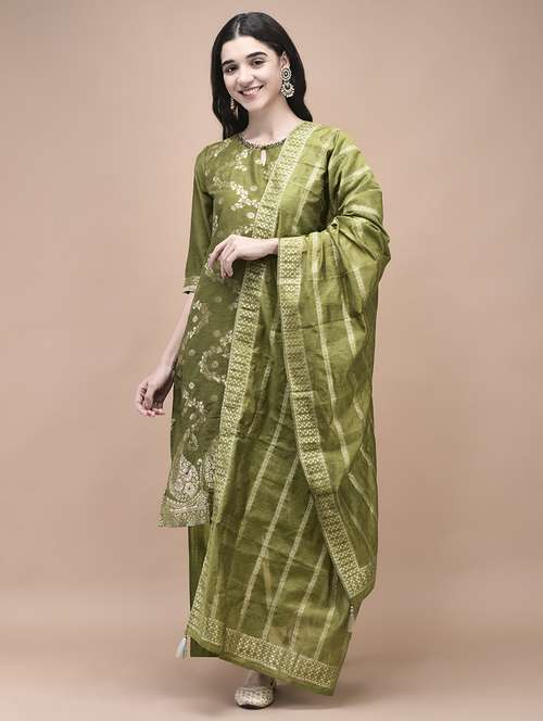 women self design three quarter sleeve kurta pant with dupatta set - 22161042 -  Standard Image - 0