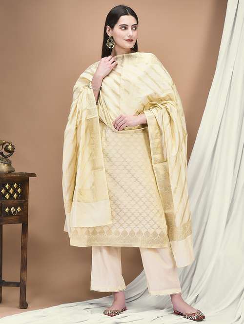 women self design three quarter sleeve kurta pant with dupatta set - 22161051 -  Standard Image - 0