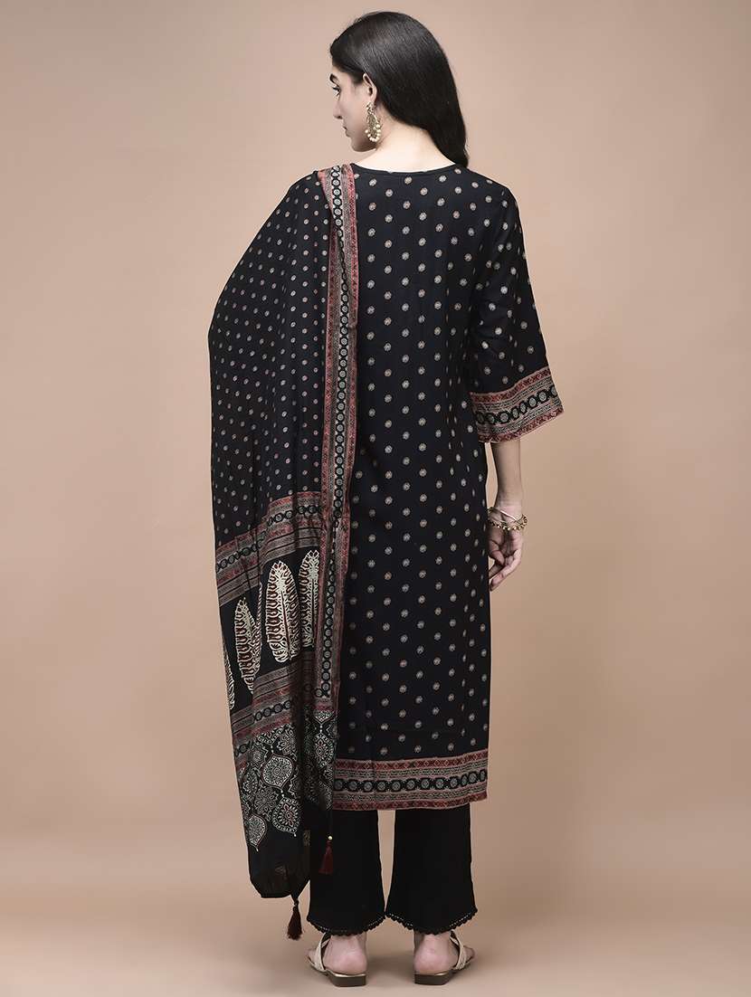 women printed three quarter sleeve kurta pant with dupatta set - 22161056 -  Standard Image - 3