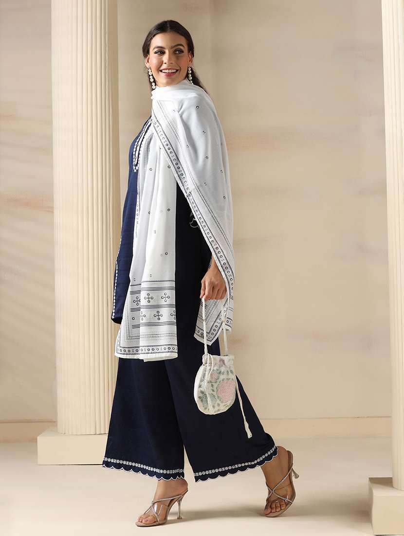 women embroidered three quarter sleeve kurta palazzo with dupatta set - 22161060 -  Standard Image - 5