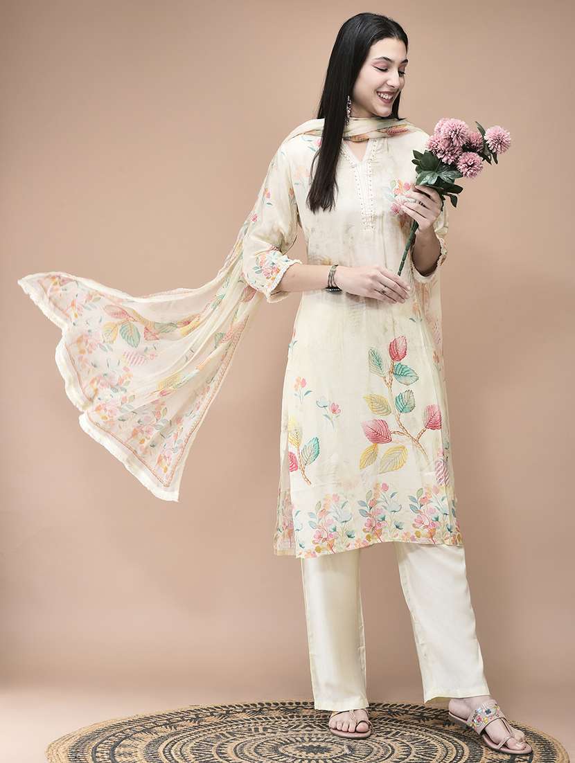 women printed three quarter sleeve kurta pant with dupatta set - 22161065 -  Standard Image - 5