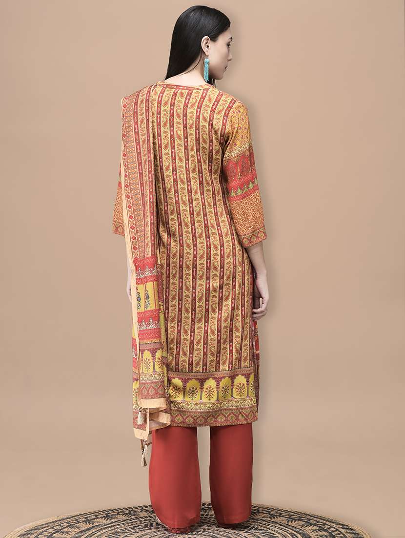 women printed three quarter sleeve kurta pant with dupatta set - 22161067 -  Standard Image - 3