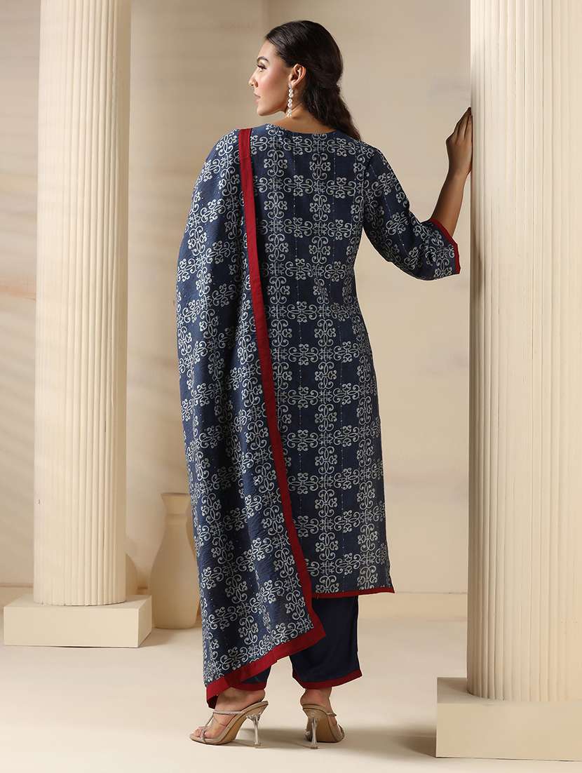 women printed three quarter sleeve kurta pant with dupatta set - 22161070 -  Standard Image - 3