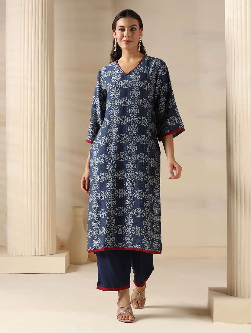 women printed three quarter sleeve kurta pant with dupatta set - 22161070 -  Standard Image - 5
