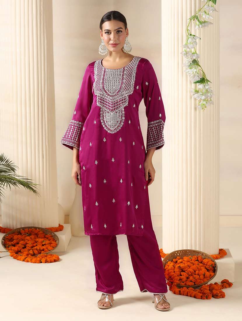 women embroidered long sleeve kurta pant with dupatta set - 22161076 -  Standard Image - 5