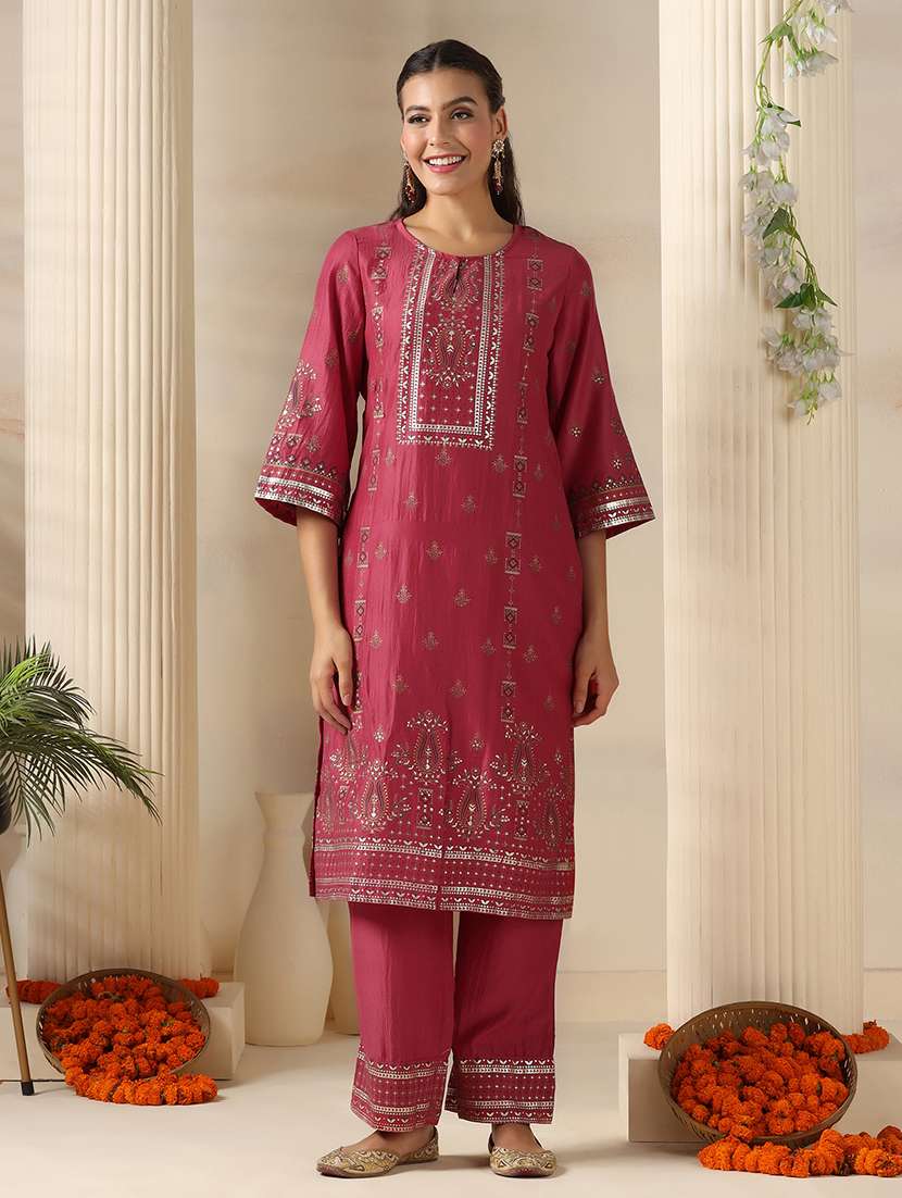 women printed three quarter sleeve kurta pant with dupatta set - 22161082 -  Standard Image - 5