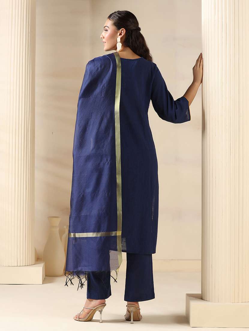 women embroidered three quarter sleeve kurta pant with dupatta set - 22161089 -  Standard Image - 3