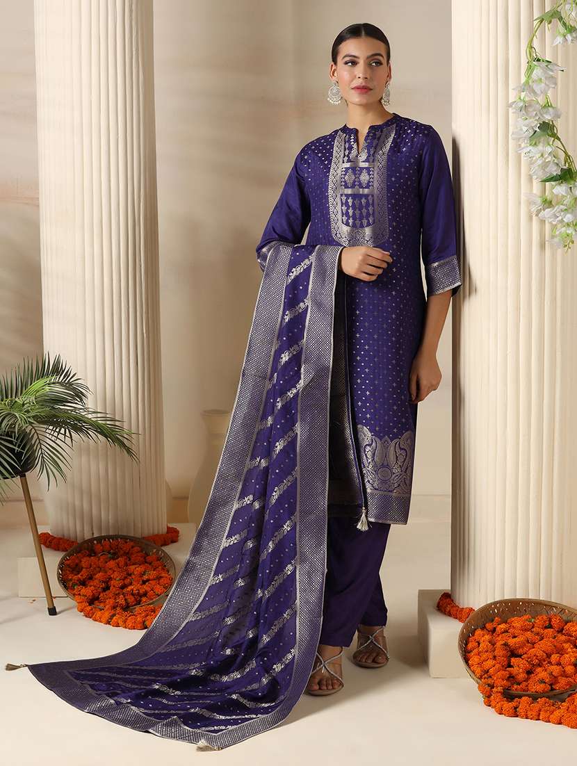 women self design three quarter sleeve kurta pant with dupatta set - 22161090 -  Standard Image - 5