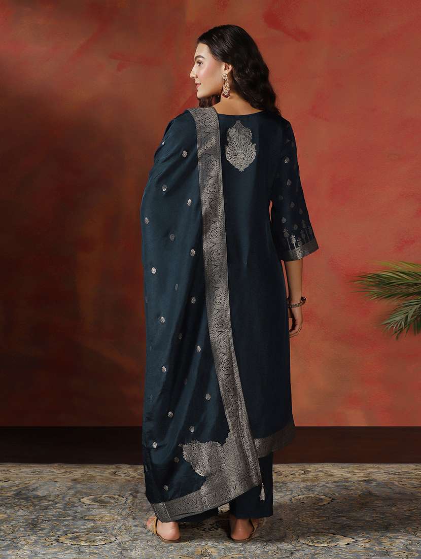 women self design three quarter sleeve kurta pant with dupatta set - 22161091 -  Standard Image - 3