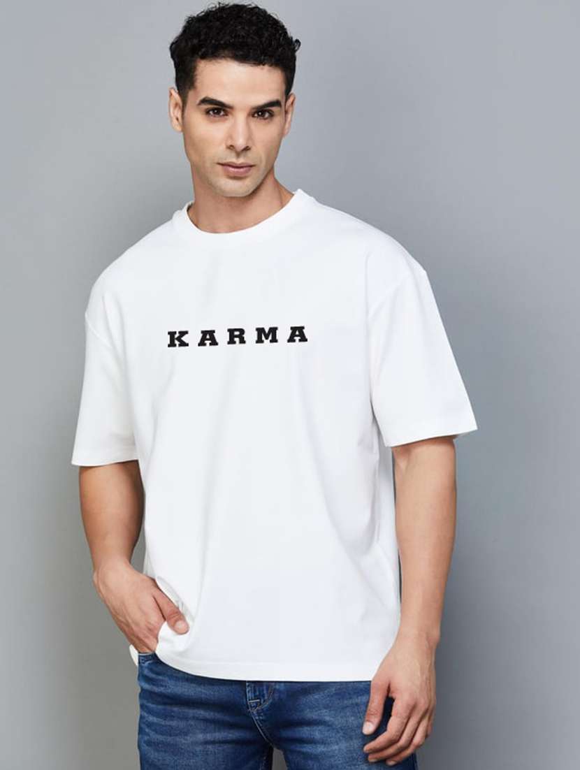 men chest print short sleeve oversized t-shirt