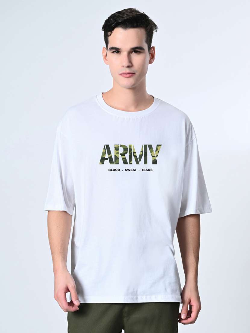 men chest print short sleeve oversized t-shirt