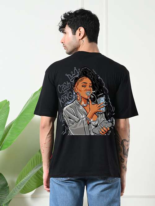 men front & back print short sleeve loose fit t-shirt - 22161110 -  Standard Image - 0