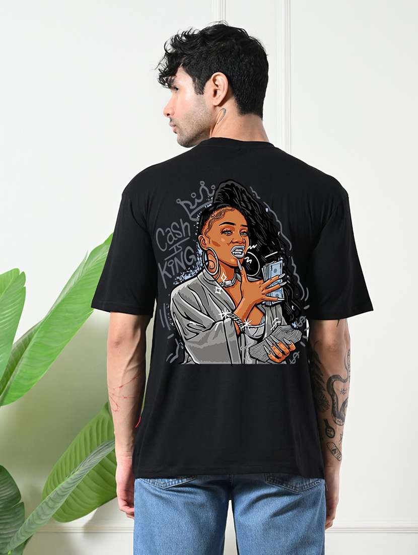 men front & back print short sleeve loose fit t-shirt